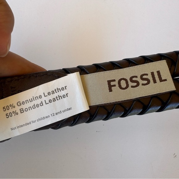 Fossil Brown Maddox Braided Leather Belt with Gold Buckle size 38 - Picture 10 of 10